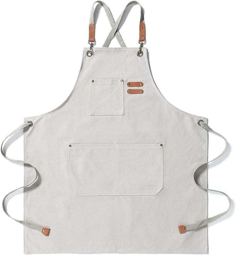Duogoo Kitchen Chef Aprons for Women and Men with 3 Pockets for Cooking BBQ Bib Work - Image 1